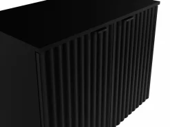Vente-unique Mueble flotante con lavabo rayado y tablero, L80 cm, ZILGA Negro Outlet
