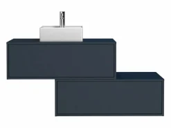 Vente-unique Mueble flotante de baño con lavabo sencillo, color , 2 cajones, 94 cm, TEANA Azul oscuro Online