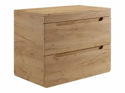 Vente-unique Mueble De Baño Simple|Mueble flotante de baño con lavabo redondo - Natural - 80 cm - ARUBA