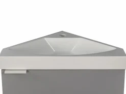 Vente-unique Mueble flotante esquinero con lavabo mate con lavabo L56 x Alt. 50 x P39 cm, MANODO Gris