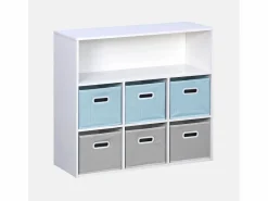 Sweeek Mueble infantil con 6 cestas de terciopelo Azul Outlet