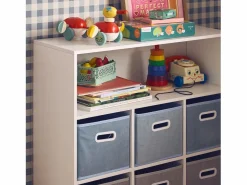 Sweeek Mueble infantil con 6 cestas de terciopelo Azul Outlet