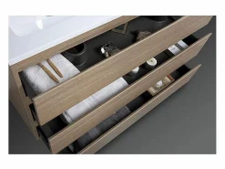 STANO Mueble De Baño Con Doble Lavabo|Mueble Lavabo + Lavabo 120 cm MONTADO - Roble Claro VERONA