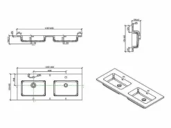 STANO Mueble De Baño Con Doble Lavabo|Mueble Lavabo + Lavabo 120 cm MONTADO - Roble Claro VERONA