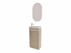 Mueble lavabo + lavabo + espejo JOHANN Color natural claro Best