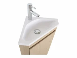 Mueble lavabo de esquina SORRENTO con lavabo de resina Marru00f3n