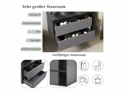 Merax Mueble lavabo de pared con 2 cajones y estantes - lavabo encastrado - 80 x 44 x 48,5 cm - Madera MDF - + negro Gris