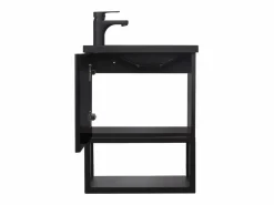 Mueble lavabo de pared NOVA de metal y madera con lavabo de resina de 40x50cm Negro