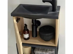 Mueble lavabo de pared NOVA de metal y madera con lavabo de resina de 40x50cm^ Clearance