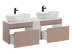 Petits-Meubles Mueble lavabo doble 140 cm 2 nichos Zelie do y Blanco Rosa Clearance
