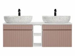 Petits-Meubles Mueble lavabo doble 140 cm 2 nichos Zelie do y Blanco Rosa Clearance
