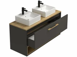 Vente-unique Mueble De Baño Con Doble Lavabo|Mueble lavabo doble a instalar - - baño - 60 cm - YANGRA