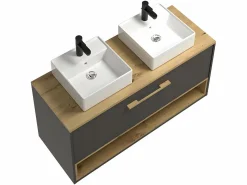 Vente-unique Mueble De Baño Con Doble Lavabo|Mueble lavabo doble a instalar - - baño - 60 cm - YANGRA