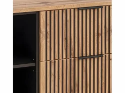Petits-Meubles Mueble lavabo doble 140cm 2 nichos Gaia Madera y Negro Discount