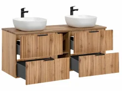 Petits-Meubles Mueble De Baño Con Doble Lavabo|Mueble lavabo doble 140cm 2 nichos Adriel Madera