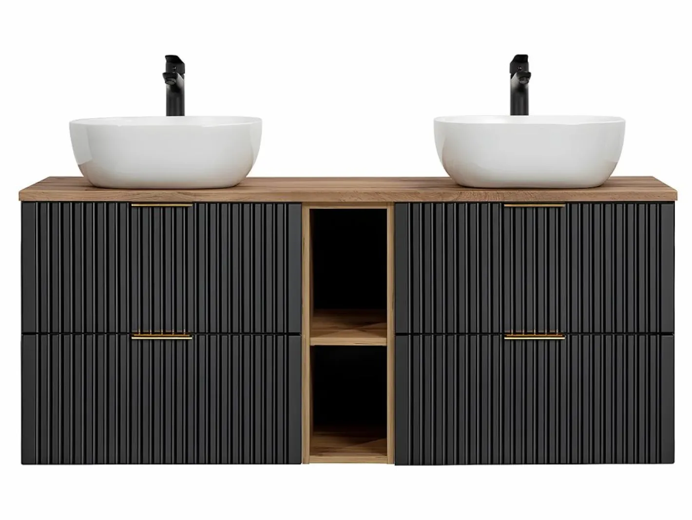 Petits-Meubles Mueble De Baño Con Doble Lavabo|Mueble lavabo doble 140cm 2 nichos Adriel y Madera