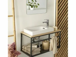 Mueble lavabo grande WILO con lavabo de resina de 60 cm Blanco Sale