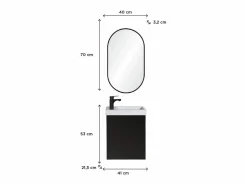 Mueble De Aseo|Mueble lavabo LISA + espejo ovalado
