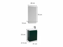 Mueble lavabo LISA + espejo + grifería Azul verdoso Hot