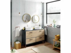 Mueble Lavabo para Baño color imitación Mármol, Roble Color natural claro Discount