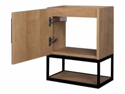 Vente-unique Mueble lavamanos para fijar a la pared, color natural claro y negro, Ancho 40 x Alt. 52 x Prof. 22 cm, LOPENA Color natural claro / Blanco Hot