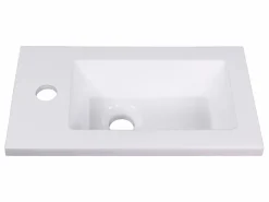 Vente-unique Mueble lavamanos para fijar a la pared, color natural claro y negro, Ancho 40 x Alt. 52 x Prof. 22 cm, LOPENA Color natural claro / Blanco Hot