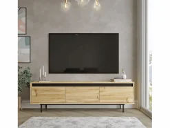 Mueble Luvio Tv Patas De Metal 160 Cm Fieltro-Negro^Venprodin