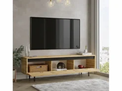 Mueble Luvio Tv Patas De Metal 160 Cm Fieltro-Negro^Venprodin