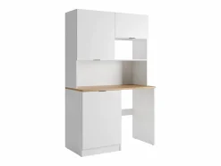 Vente-unique Mueble multifunción - Con encimera de 120 cm - Blanco y natural - CARMEO Color natural claro / Blanco Clearance