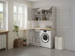 Vente-unique Mueble multifunción para cocina y lavadero - Con encimera 120 cm - Beige y natural - CARMEO Beige / Color natural claro Best
