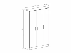 Mueble multiusos Armario Auxiliar Color Mauvella– 3 Puertas, 4 Baldas y Espacio para Escoba, Madera, Dimensiones 108x180x35 cm.^