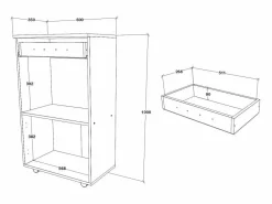 Vitrina Para Vajilla|Mueble móvil de cocina haaus Arno, 1 cajón, 2 puertas, , 60 x 35 x 100 cm