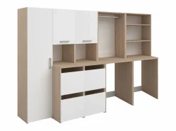 Mueble para 2 lavadoras con almacenamiento - Natural claro y blanco - L269 x A184 - ERKANO^Vente-unique Hot