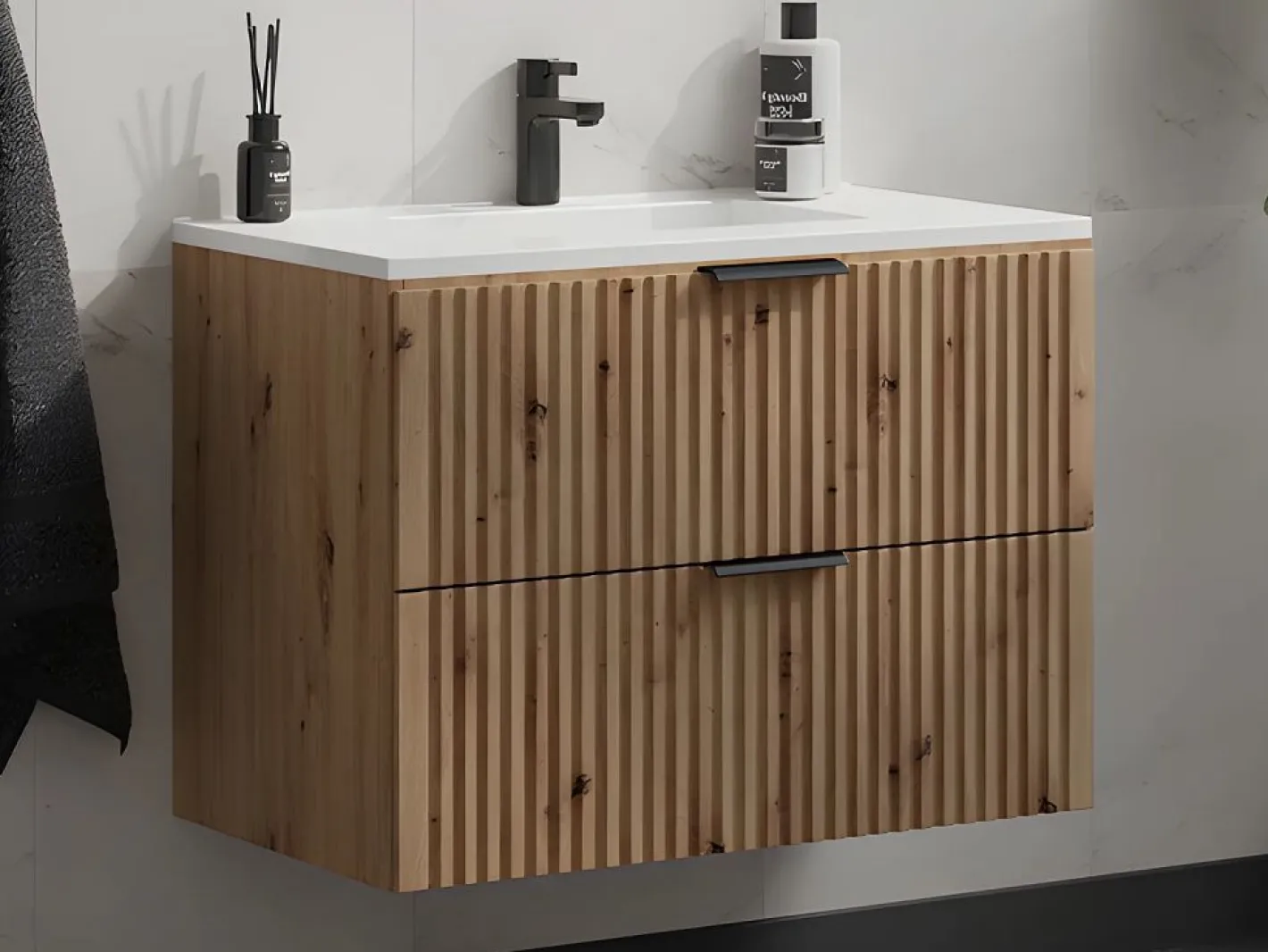 Mueble para baño bajo lavabo, natural claro, An80 cm, ZEVARA^Vente-unique Outlet