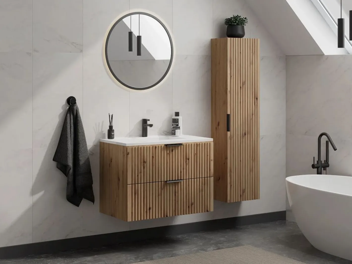 Mueble para baño bajo lavabo, natural claro, An80 cm, ZEVARA^Vente-unique Outlet