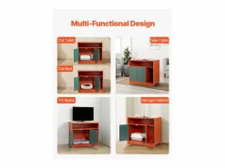 Higiene Y Cuidado De Mascotas|Mueble para Caja de Arena SucceBuy Gato Armario Esconder Casa de Baño de Gato Interior Moderno, Nicho Esconder-arena en Madera, Compatible, 79,2x43x71 cm,