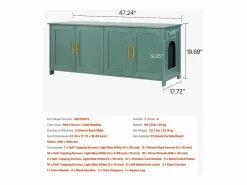 Mueble para Caja de Arena SucceBuy Gato Armario Esconder Casa de Baño de Gato Interior, con 4 Puertas y 2 Entradas, Nicho Esconder-arena en Madera, 120x45x50 cm^ Online