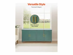 Mueble para Caja de Arena SucceBuy Gato Armario Esconder Casa de Baño de Gato Interior, con 4 Puertas y 2 Entradas, Nicho Esconder-arena en Madera, 120x45x50 cm^ Online