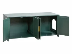Mueble para Caja de Arena SucceBuy Gato Armario Esconder Casa de Baño de Gato Interior, con 4 Puertas y 2 Entradas, Nicho Esconder-arena en Madera, 120x45x50 cm^ Online
