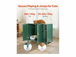 Mueble para Caja de Arena SucceBuy Gato Autolimpiante Armario Esconder Casa Baño Gato, Nicho Esconder-arena, con Separador Extraíble, Toma de Corriente, Verde Sale