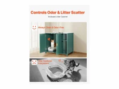 Mueble para Caja de Arena SucceBuy Gato Autolimpiante Armario Esconder Casa Baño Gato, Nicho Esconder-arena, con Separador Extraíble, Toma de Corriente, Verde Sale