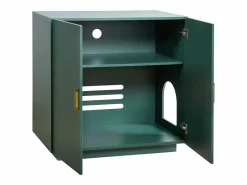 Mueble para Caja de Arena SucceBuy Gato Armario Esconder Casa de Baño de Gato Doble Puerta, Nicho Esconder-arena Madera con Agujeros, 80 x 50 x 79 cm Verde