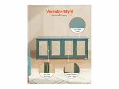 Mueble para Caja de Arena SucceBuy Gato Armario Esconder Casa de Baño Gato, con 4 Puertas de Rattán y 2 Entradas, Nicho Esconder-arena Madera, 120x45x50 cm^ Hot