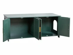 Mueble para Caja de Arena SucceBuy Gato Armario Esconder Casa de Baño Gato, con 4 Puertas de Rattán y 2 Entradas, Nicho Esconder-arena Madera, 120x45x50 cm^ Hot