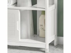 Sobuy Mueble De Lavabo|Mueble para Debajo del Lavabo Armario de Baño de Suelo 1 Estante y 2 Puertas Correderas 60 x 30 x 61 cm FRG128-II-W ES