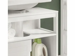 Sobuy Mueble De Lavabo|Mueble para Debajo del Lavabo Armario de Baño de Suelo 1 Estante y 2 Puertas Correderas 60 x 30 x 61 cm FRG128-II-W ES