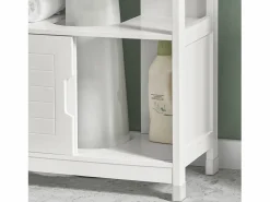 Sobuy Mueble De Lavabo|Mueble para Debajo del Lavabo Armario de Baño de Suelo 1 Estante y 2 Puertas Correderas 60 x 30 x 61 cm FRG128-II-W ES