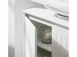 Sobuy Mueble De Lavabo|Mueble para Debajo del Lavabo Fregadero Armario de Baño de Suelo con 2 Puertas 60 x 30 x 60 cm BZR108- II-W ES