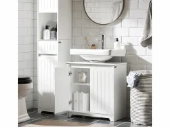 Sobuy Mueble De Lavabo|Mueble para Debajo del Lavabo Fregadero Armario de Baño de Suelo con 2 Puertas 60 x 30 x 60 cm BZR108- II-W ES