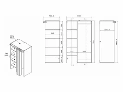 Mueble para el cuarto de la lavadora para 2 máquinas lavadoras - Natural claro - L111 x Alt. 184 cm - JAZANO^Vente-unique Best
